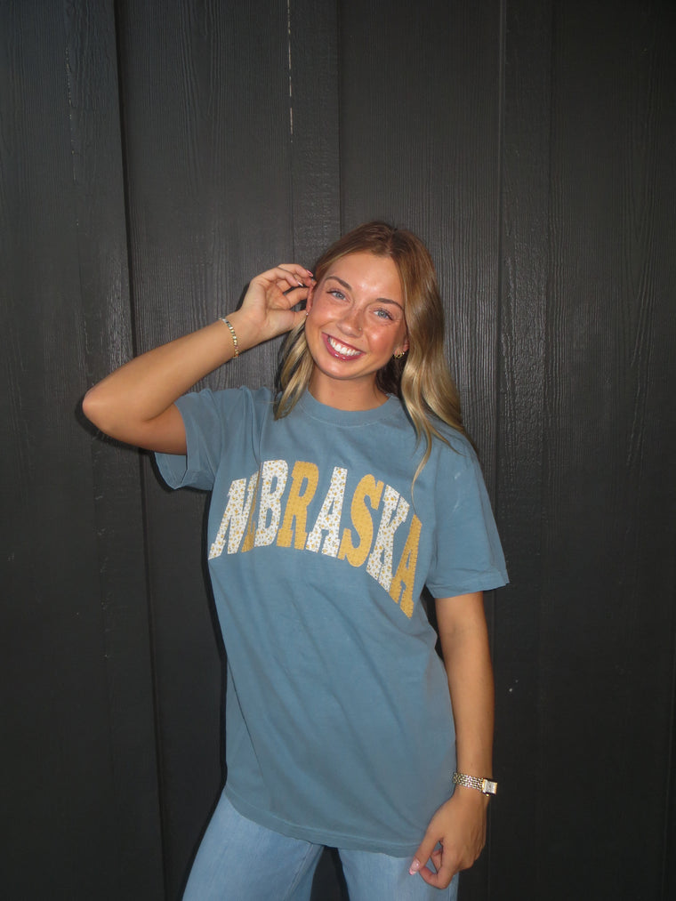 PATCHWORK NEBRASKA - ICE BLUE TSHIRT