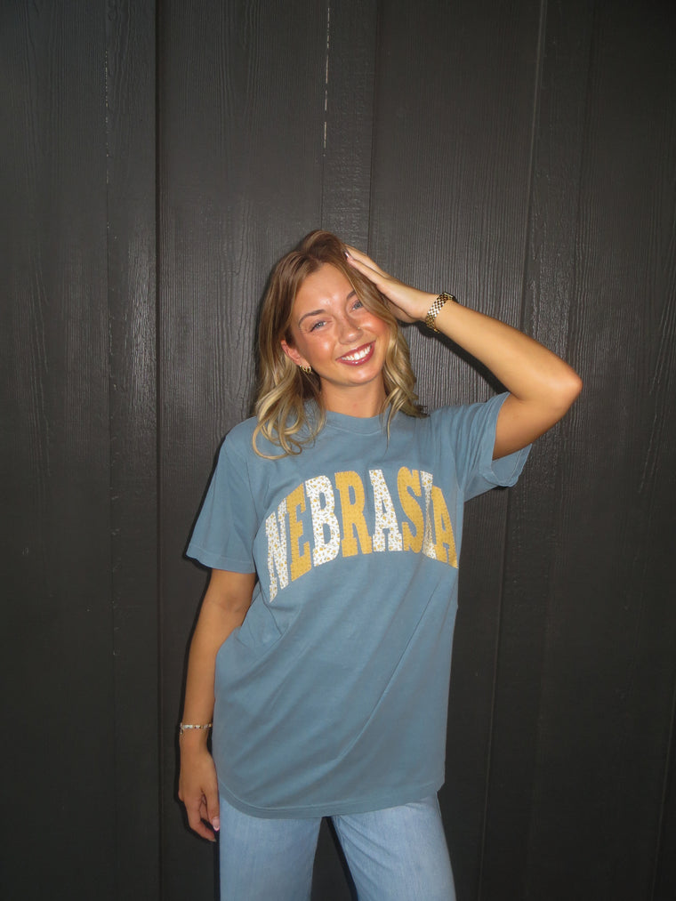 PATCHWORK NEBRASKA - ICE BLUE TSHIRT