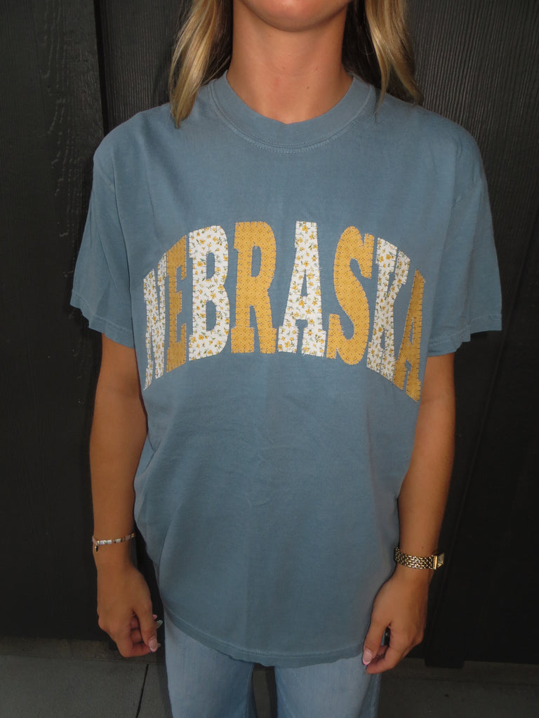 PATCHWORK NEBRASKA - ICE BLUE TSHIRT
