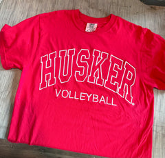 EMBROIDERED HUSKER VOLLEYBALL RED TEE