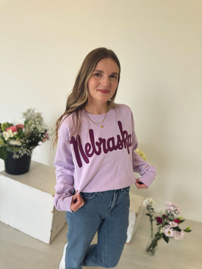 PURPLE VINTAGE NEBRASKA - LAVENDER COMFORTWASH CREW