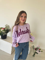 PURPLE VINTAGE NEBRASKA - LAVENDER COMFORTWASH CREW