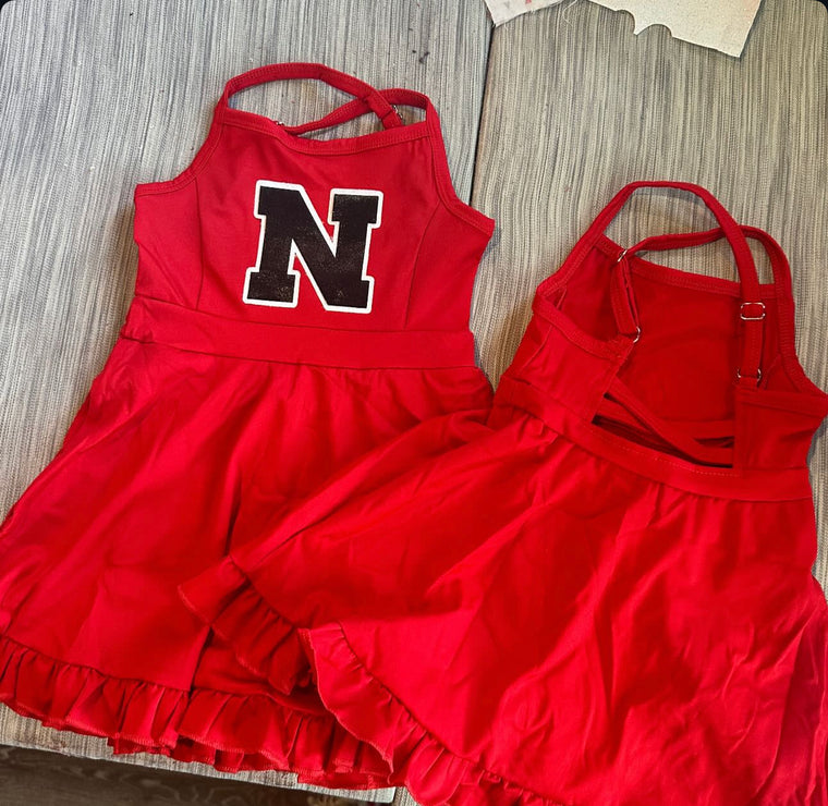 N or HUSKERS - RED ATHLETIC DRESS (PRE-ORDER)