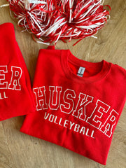 EMBROIDERED HUSKER VOLLEYBALL - RED CREW