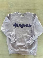 CURSIVE PURPLE SPARKLE DRAGONS - ORCHID COMFORT COLORS CREWNECK