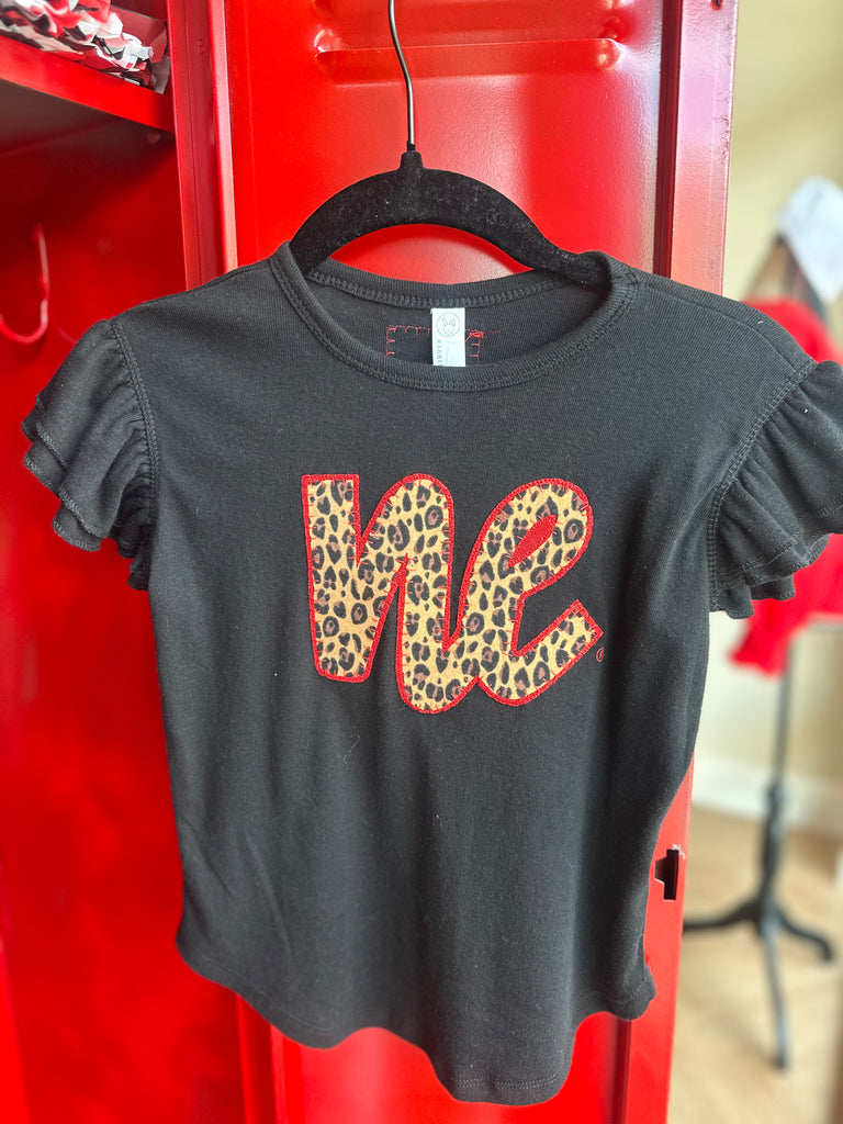 CHEETAH/RED METALLIC NE - BLACK FLUTTER SLEEVE TEE (INFANT + TODDLER)