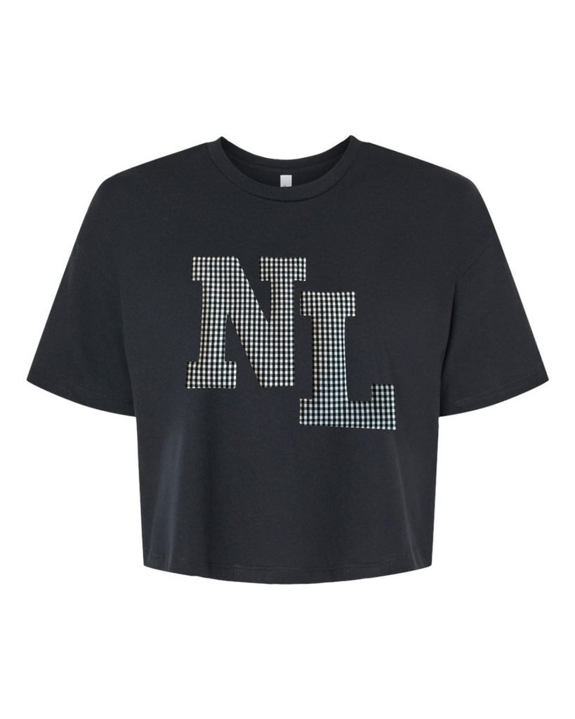 BLACK/WHITE GINGHAM NL - BLACK CROP TEE