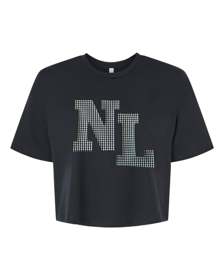 BLACK/WHITE GINGHAM NL - BLACK CROP TEE