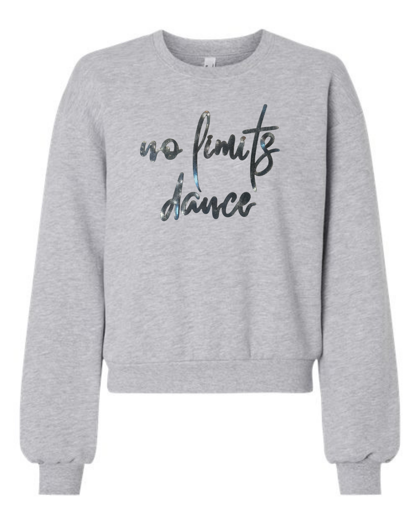 BLACK METALLIC NO LIMITS DANCE - GREY CROP FLEECE CREW
