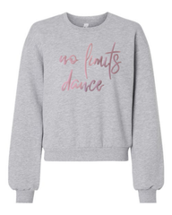 LIGHT PINK NO LIMITS DANCE - GREY CROP FLEECE CREW