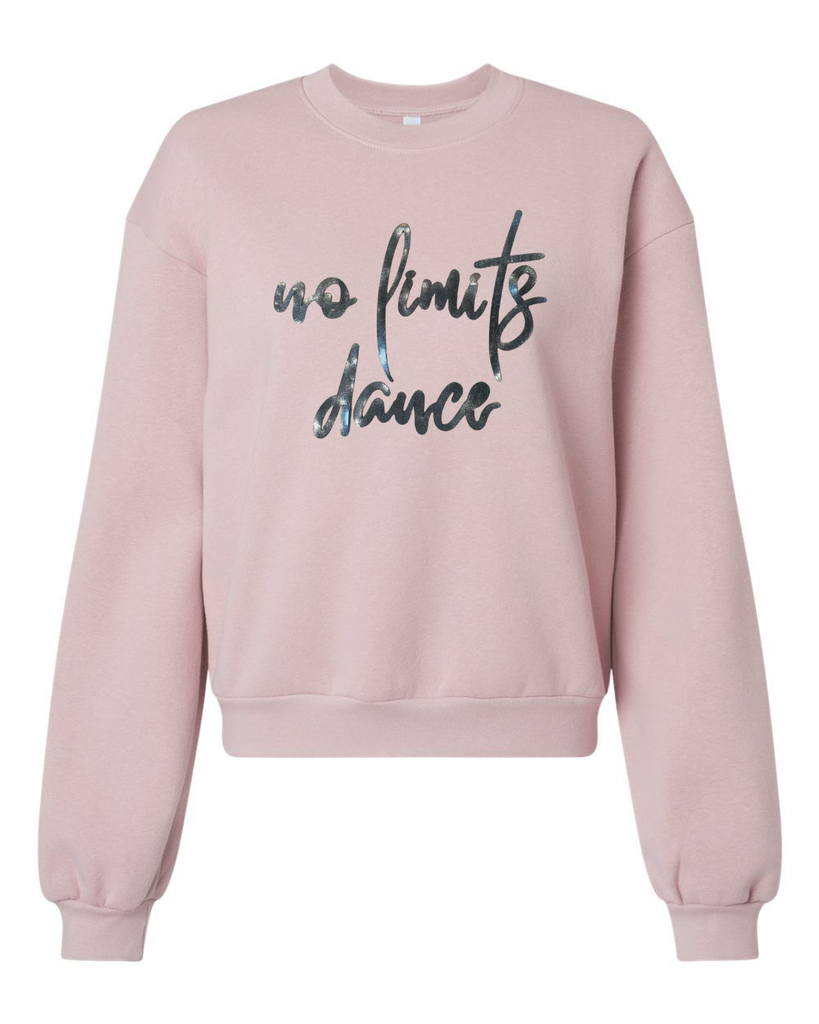 BLACK METALLIC NO LIMITS DANCE - BLUSH CROP FLEECE CREW
