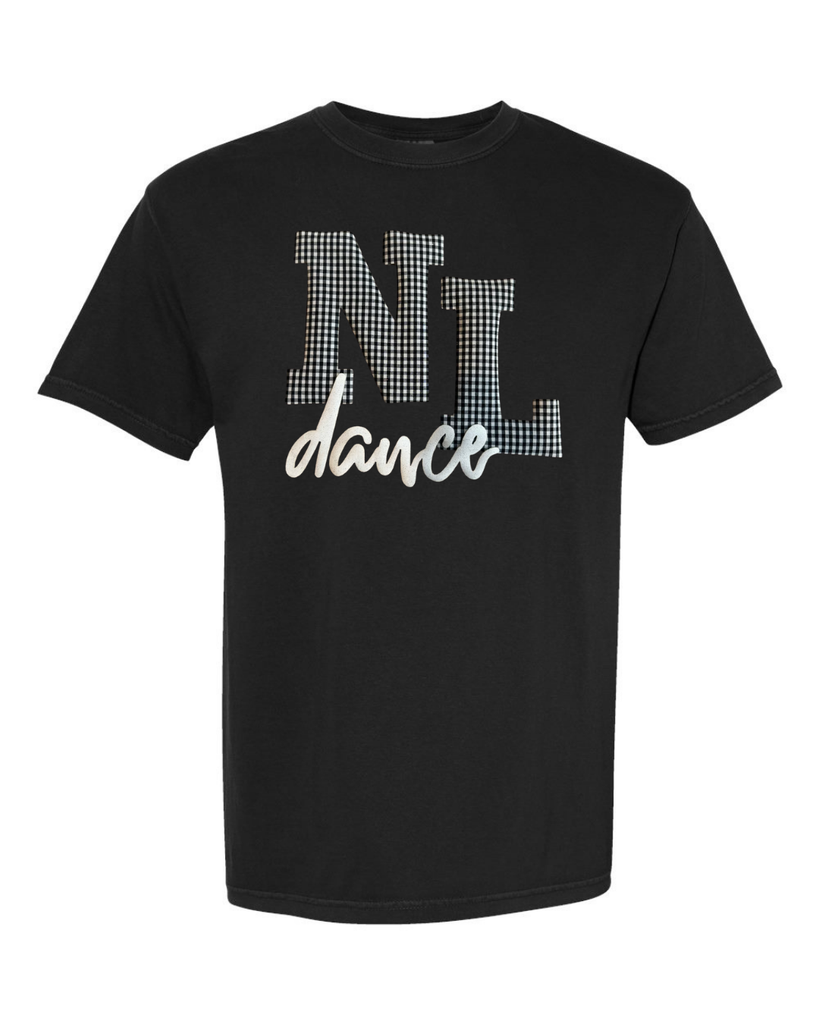 BLACK/WHITE GINGHAM NL WHITE DANCE - BLACK TEE