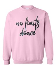 BLACK METALLIC NO LIMITS DANCE - PINK GILDAN CREW - YOUTH + ADULT