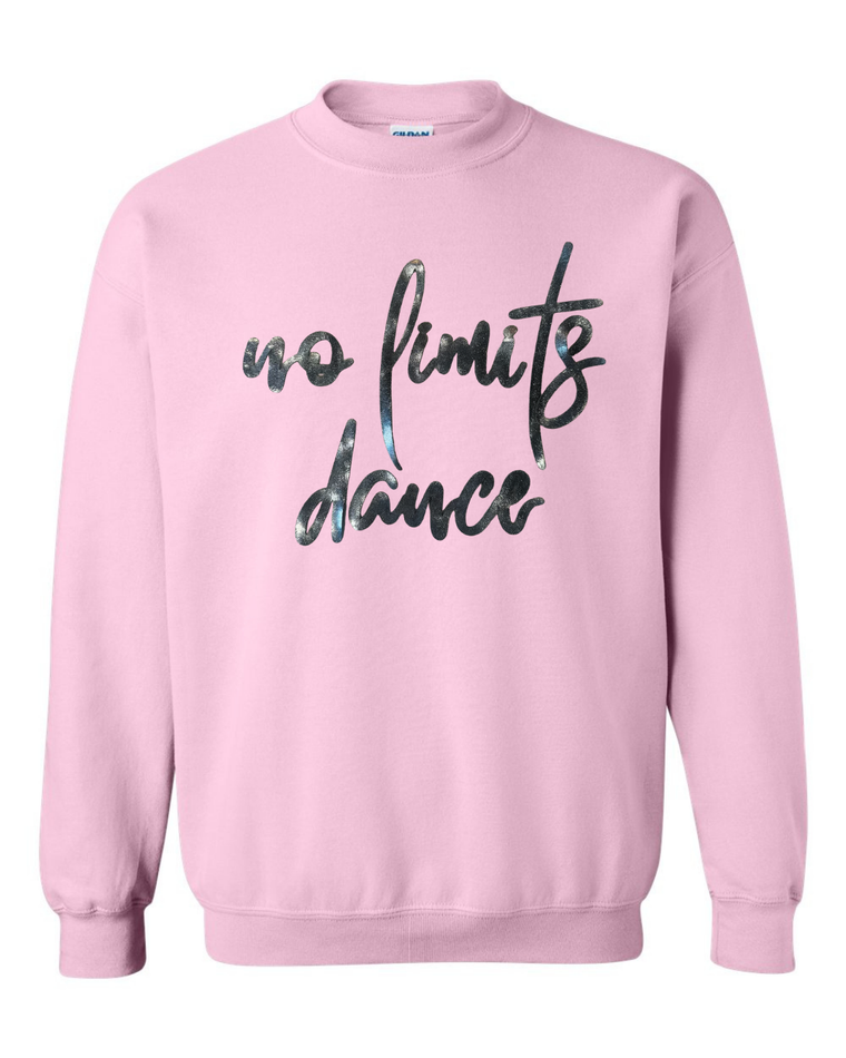 BLACK METALLIC NO LIMITS DANCE - PINK GILDAN CREW - YOUTH + ADULT