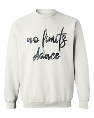 BLACK METALLIC NO LIMITS DANCE - WHITE GILDAN CREW - YOUTH + ADULT