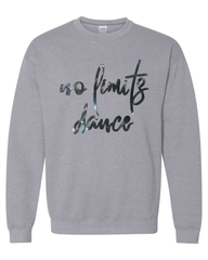BLACK METALLIC NO LIMITS DANCE - SPORT GREY GILDAN CREW - YOUTH + ADULT