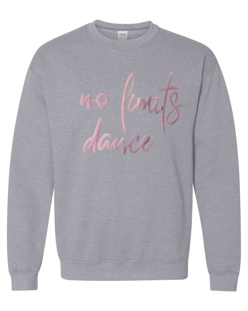 LIGHT PINK NO LIMITS DANCE - SPORT GREY GILDAN CREW - YOUTH + ADULT