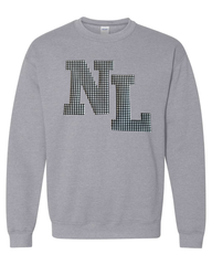 BLACK/WHITE GINGHAM NL - SPORT GREY GILDAN CREW - YOUTH + ADULT