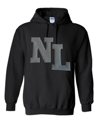 BLACK/WHITE GINGHAM NL - BLACK GILDAN HOODIE - YOUTH + ADULT
