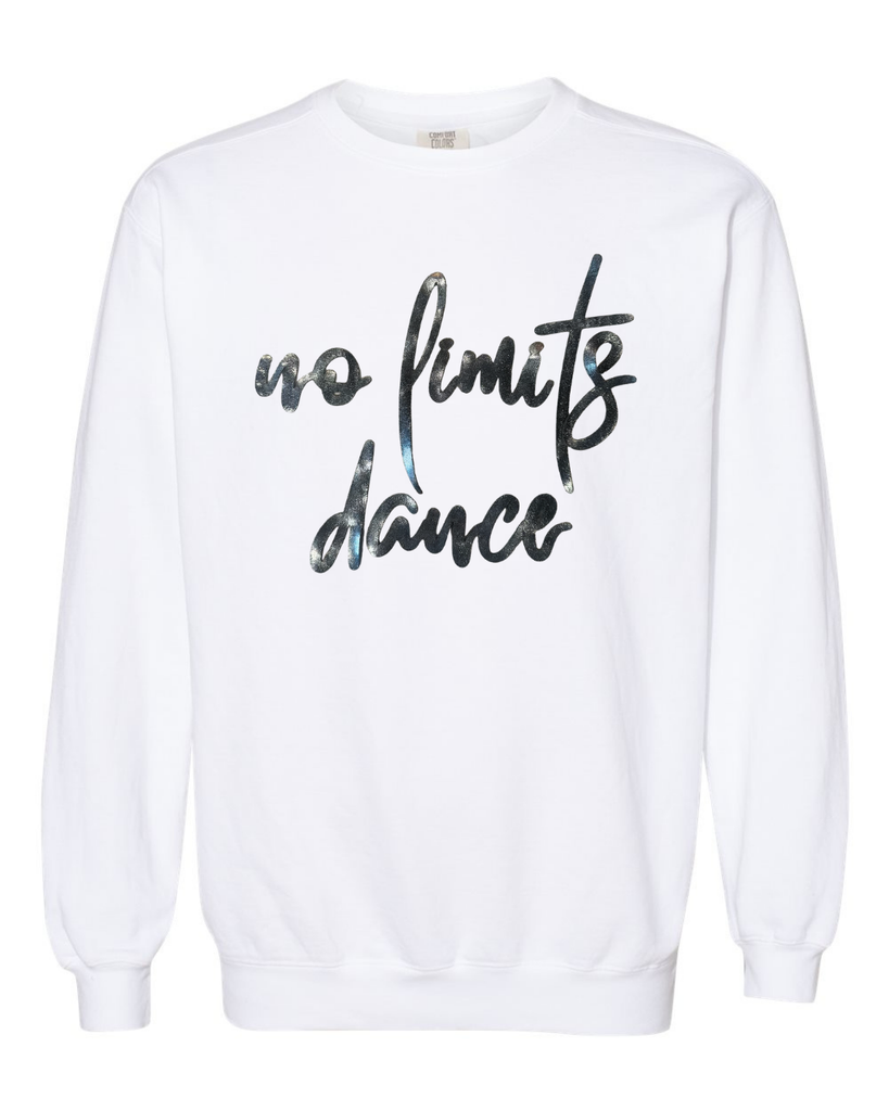BLACK METALLIC NO LIMITS DANCE - WHITE COMFORT COLORS CREW