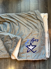 JR. STARS w/ STARS LOGO - GREY SHERPA BLANKET