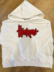 HUSKERS PATCH - WHITE LIGHTWEIGHT HOODIE