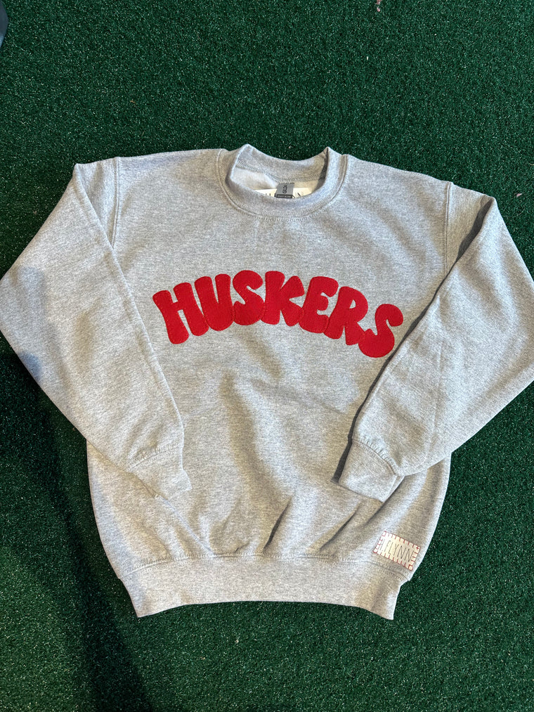 BUBBLE HUSKERS - GREY CREWNECK - YOUTH **