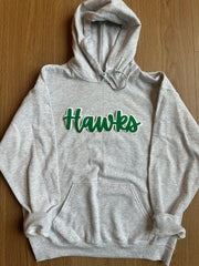 CURSIVE GREEN/WHITE HAWKS - GREY HOODIE