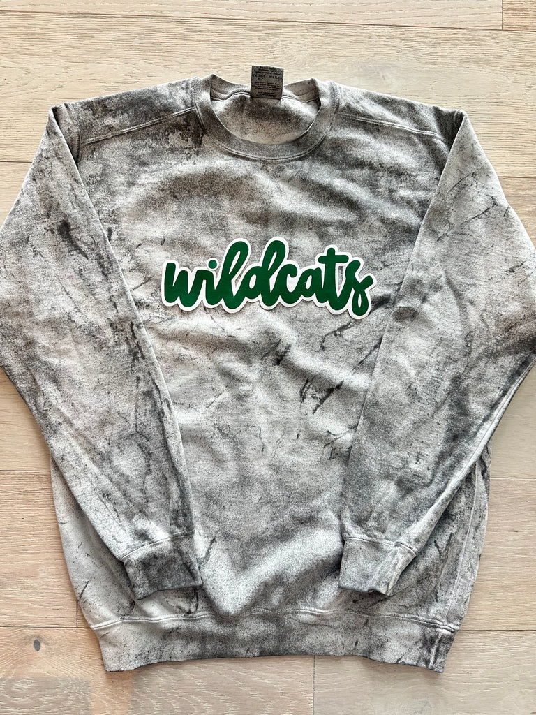 MODERN CURSIVE WILDCATS - GREY DYED CREW