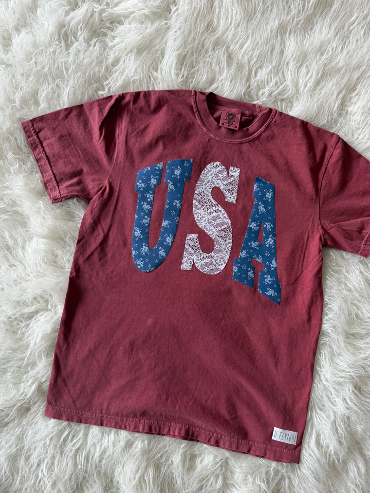 PATCHWORK USA - CRIMSON TSHIRT