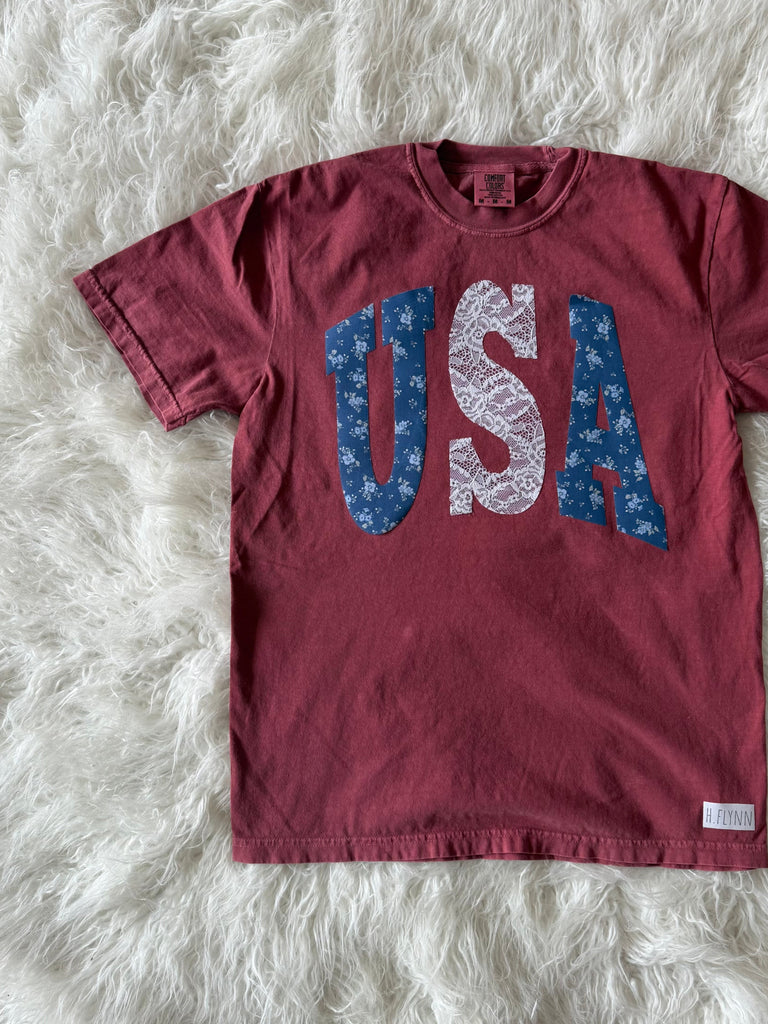 PATCHWORK USA - CRIMSON TSHIRT