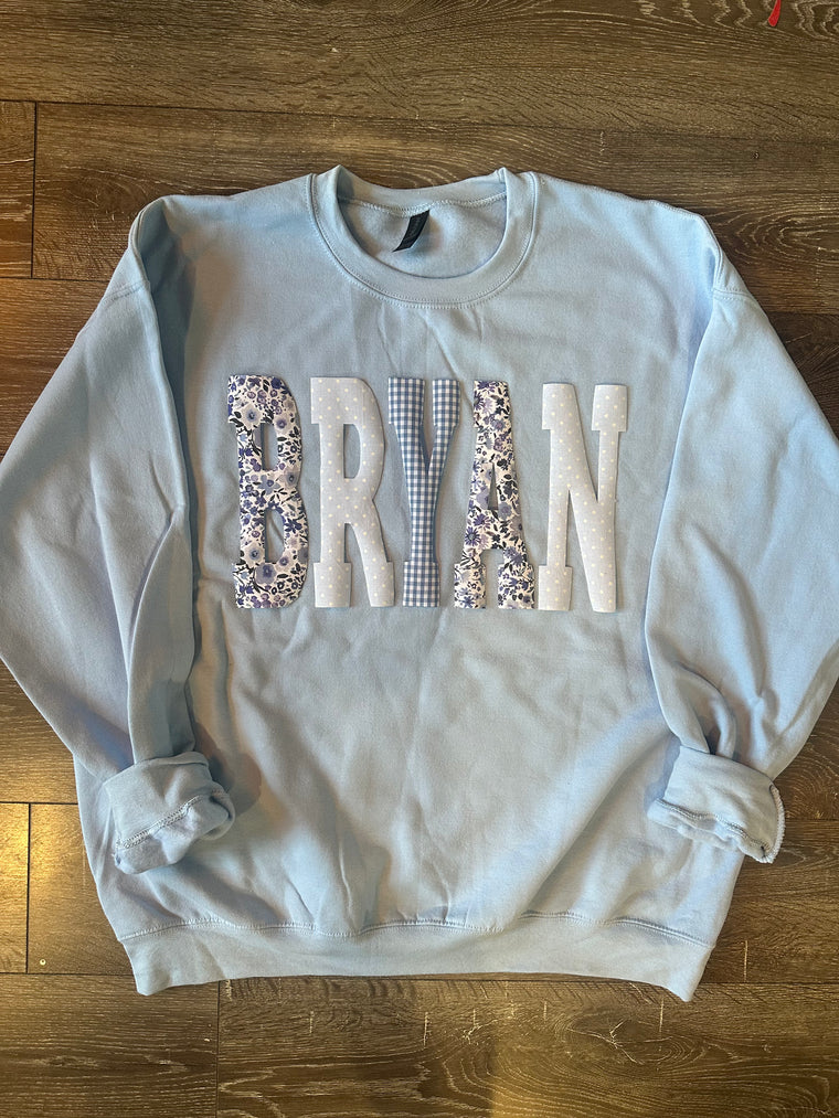 PATCHWORK BRYAN - LIGHT BLUE CREWNECK