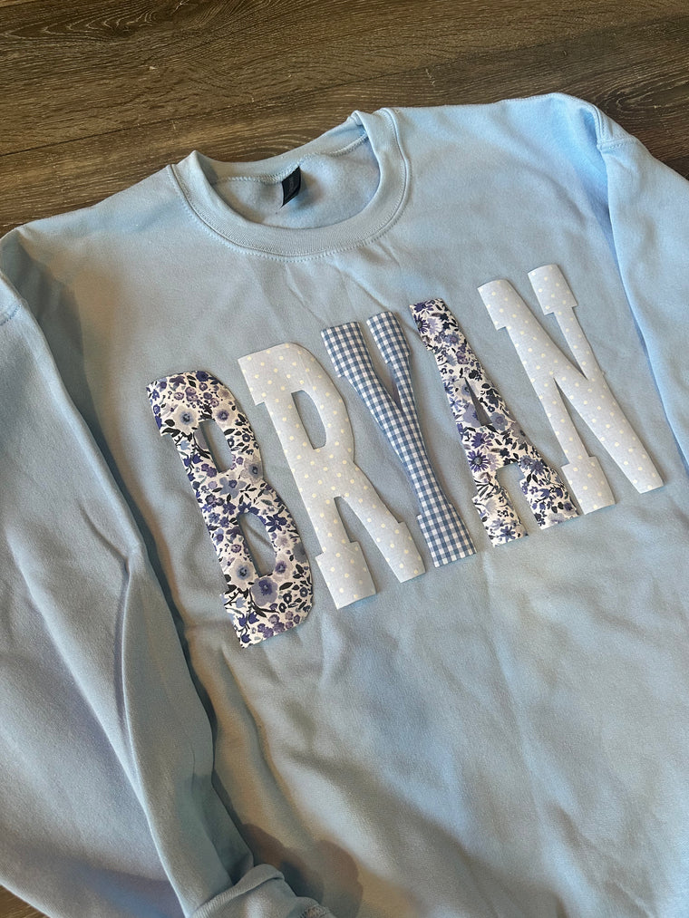 PATCHWORK BRYAN - LIGHT BLUE CREWNECK