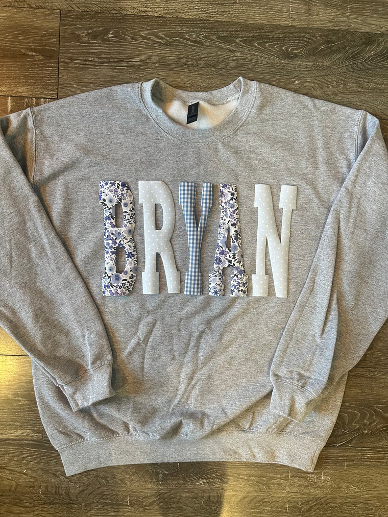 PATCHWORK BRYAN - SPORT GREY CREWNECK
