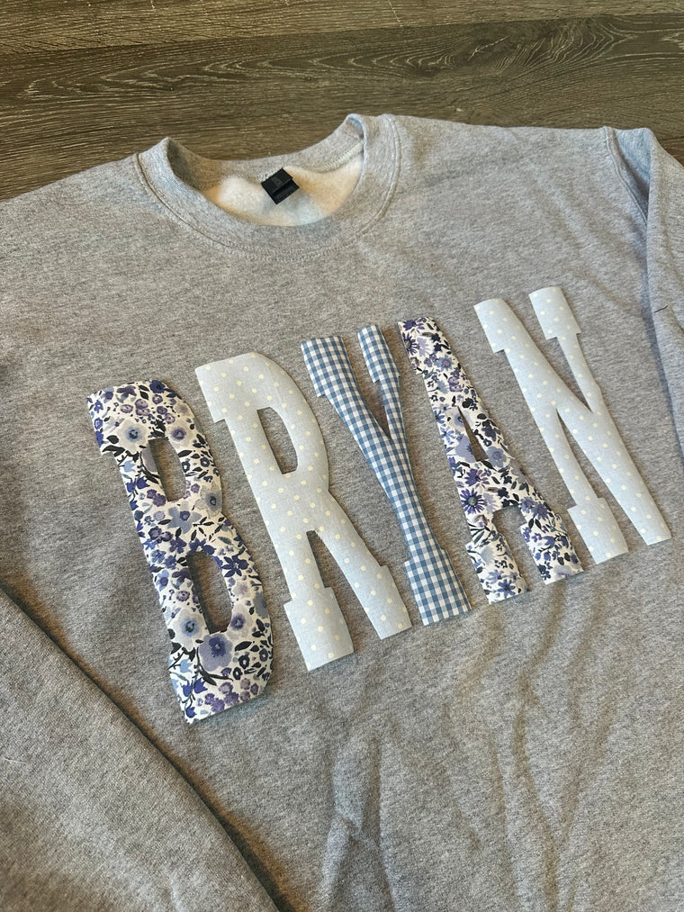 PATCHWORK BRYAN - SPORT GREY CREWNECK