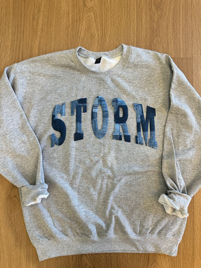 BLUE FLANNEL STORM  - SPORT GREY CREWNECK