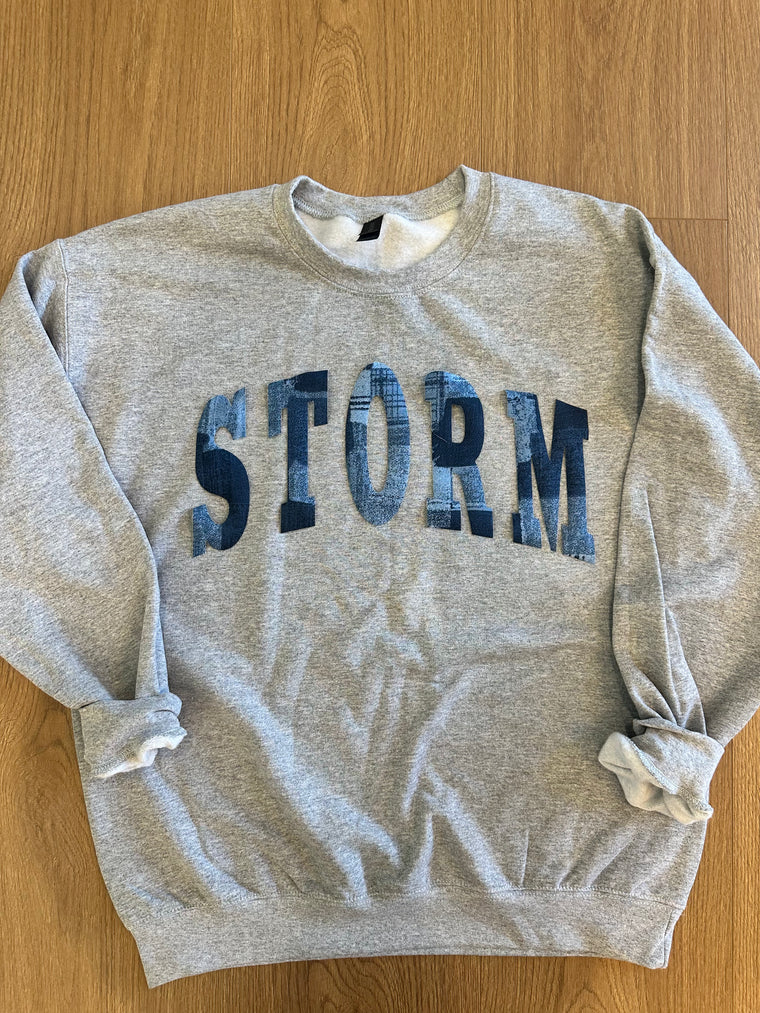 BLUE FLANNEL STORM  - SPORT GREY CREWNECK