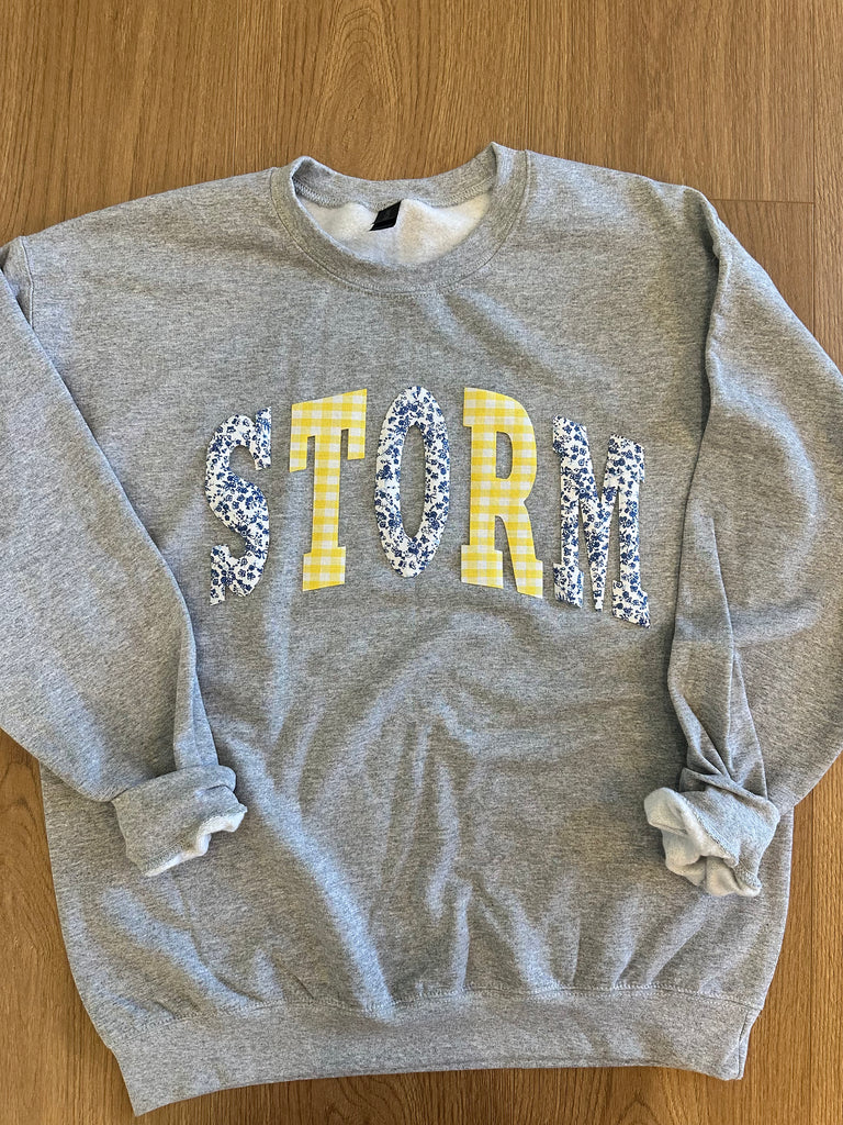 PATCHWORK STORM  - SPORT GREY CREWNECK