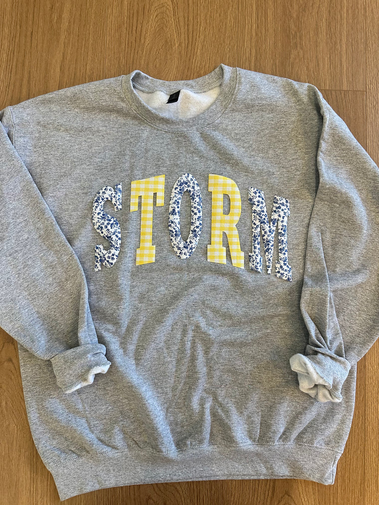 PATCHWORK STORM  - SPORT GREY CREWNECK