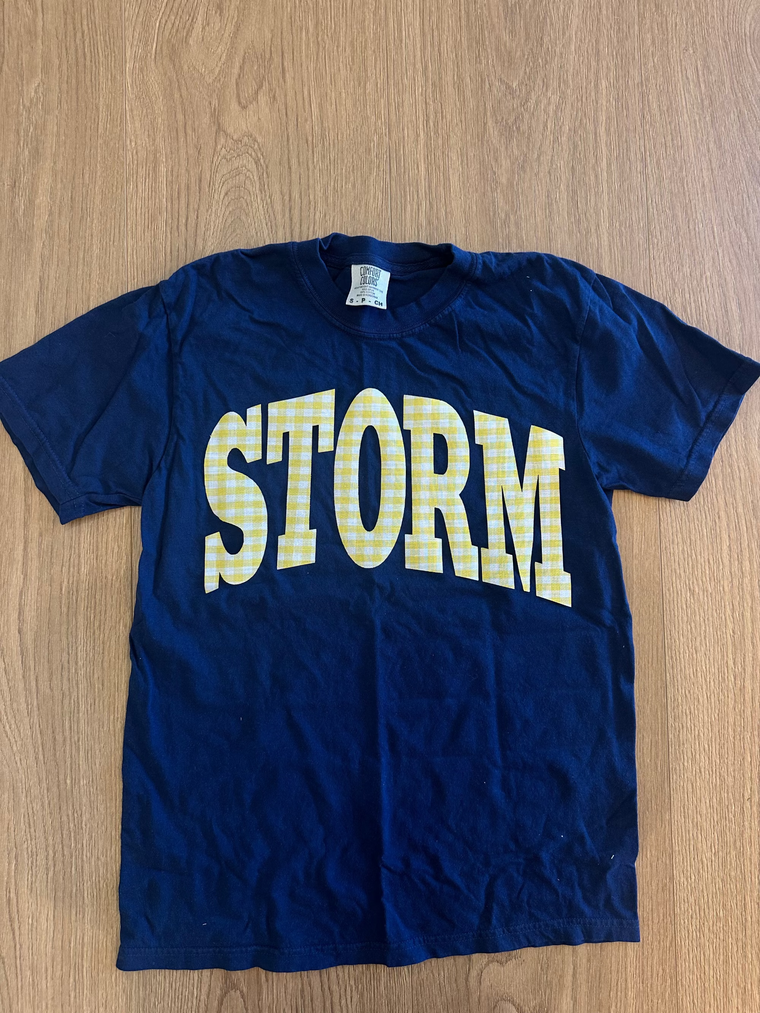YELLOW GINGHAM STORM  - TRUE NAVY TEE