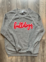 MODERN RED/WHITE BULLDOGS - GREY FLEECE CREW