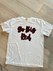CURSIVE BLACK/RED GO BIG RED  - WHITE TEE