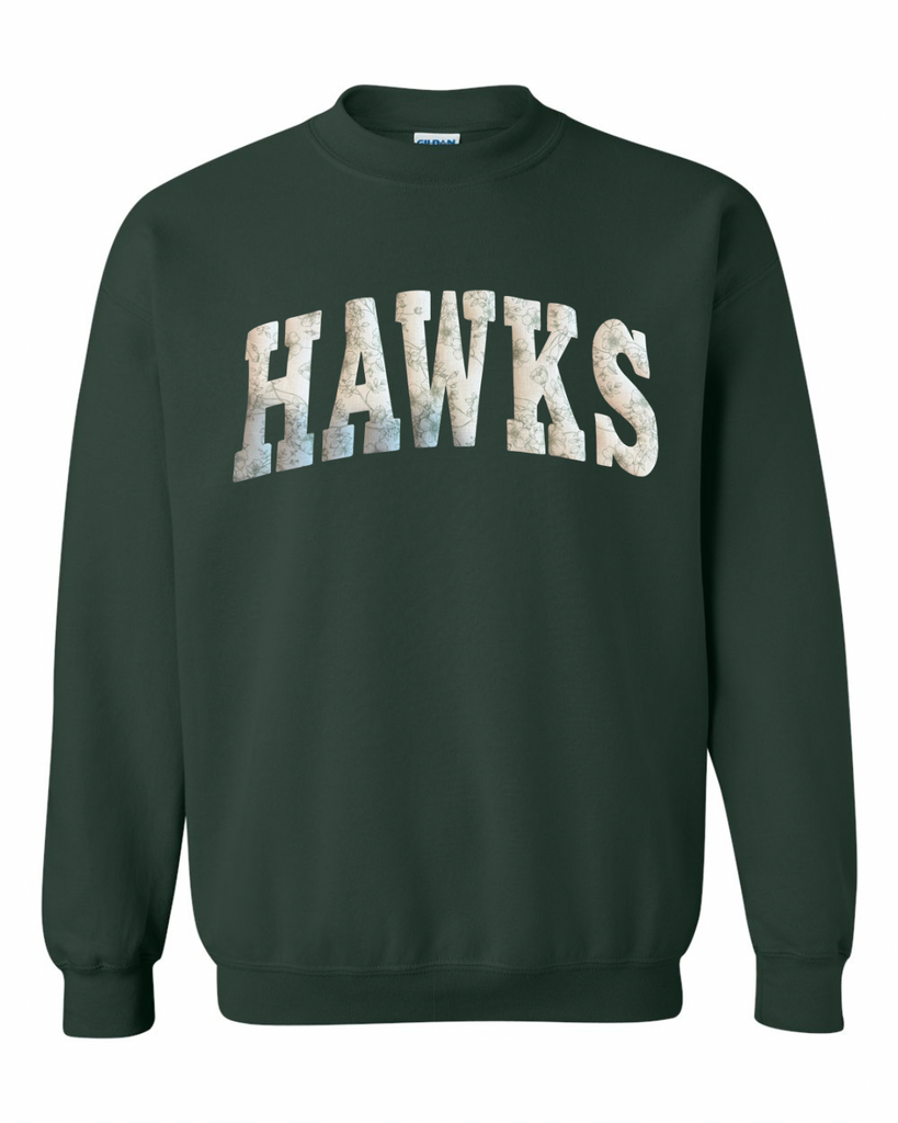 LIGHT GREEN FLORAL HAWKS - FOREST CREWNECK (YOUTH + ADULT)