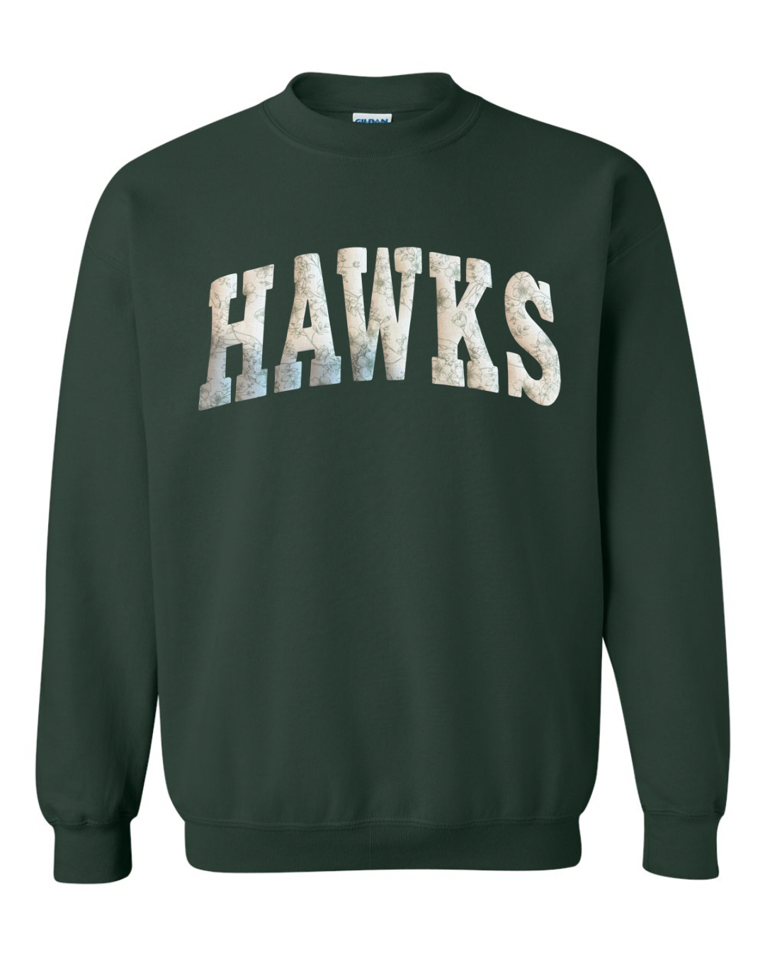 LIGHT GREEN FLORAL HAWKS - FOREST CREWNECK (YOUTH + ADULT)
