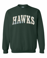 LIGHT GREEN FLORAL HAWKS - FOREST CREWNECK (YOUTH + ADULT)