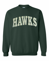 LIGHT GREEN GINGHAM HAWKS - FOREST GREEN CREWNECK (YOUTH + ADULT)
