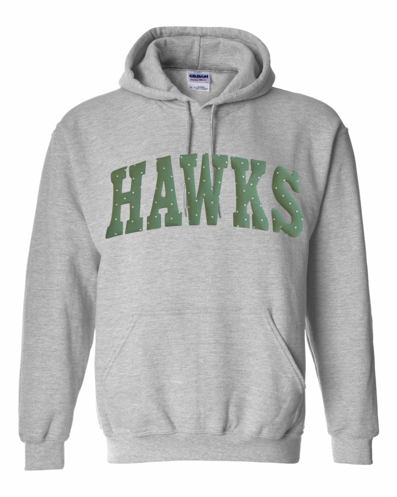 GREEN/WHITE TINY POLKA DOT HAWKS - SPORT GREY HOODIE (YOUTH + ADULT)