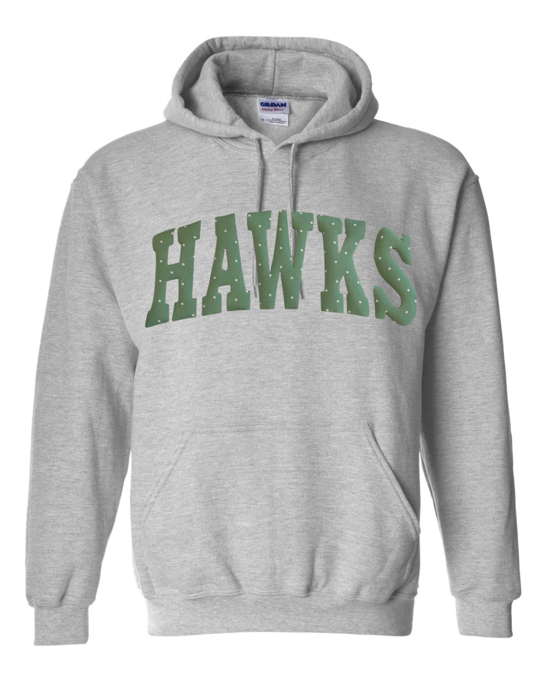 GREEN/WHITE TINY POLKA DOT HAWKS - SPORT GREY HOODIE (YOUTH + ADULT)