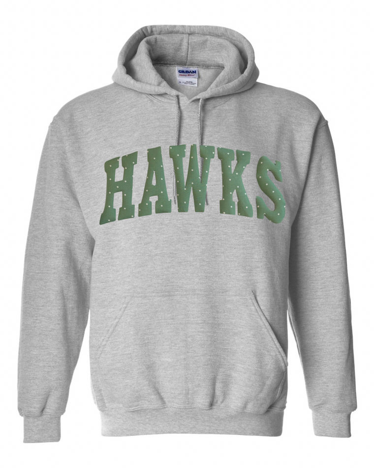 GREEN/WHITE TINY POLKA DOT HAWKS - SPORT GREY HOODIE (YOUTH + ADULT)
