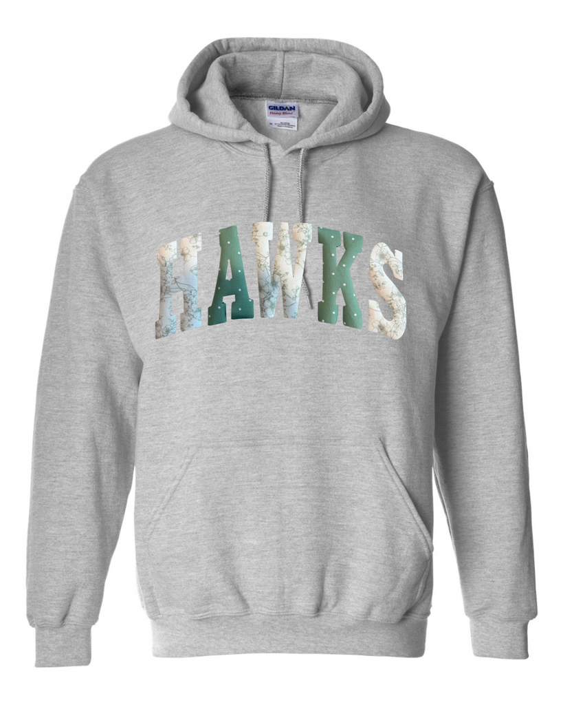 PATCHWORK HAWKS - SPORT GREY HOODIE (YOUTH + ADULT)